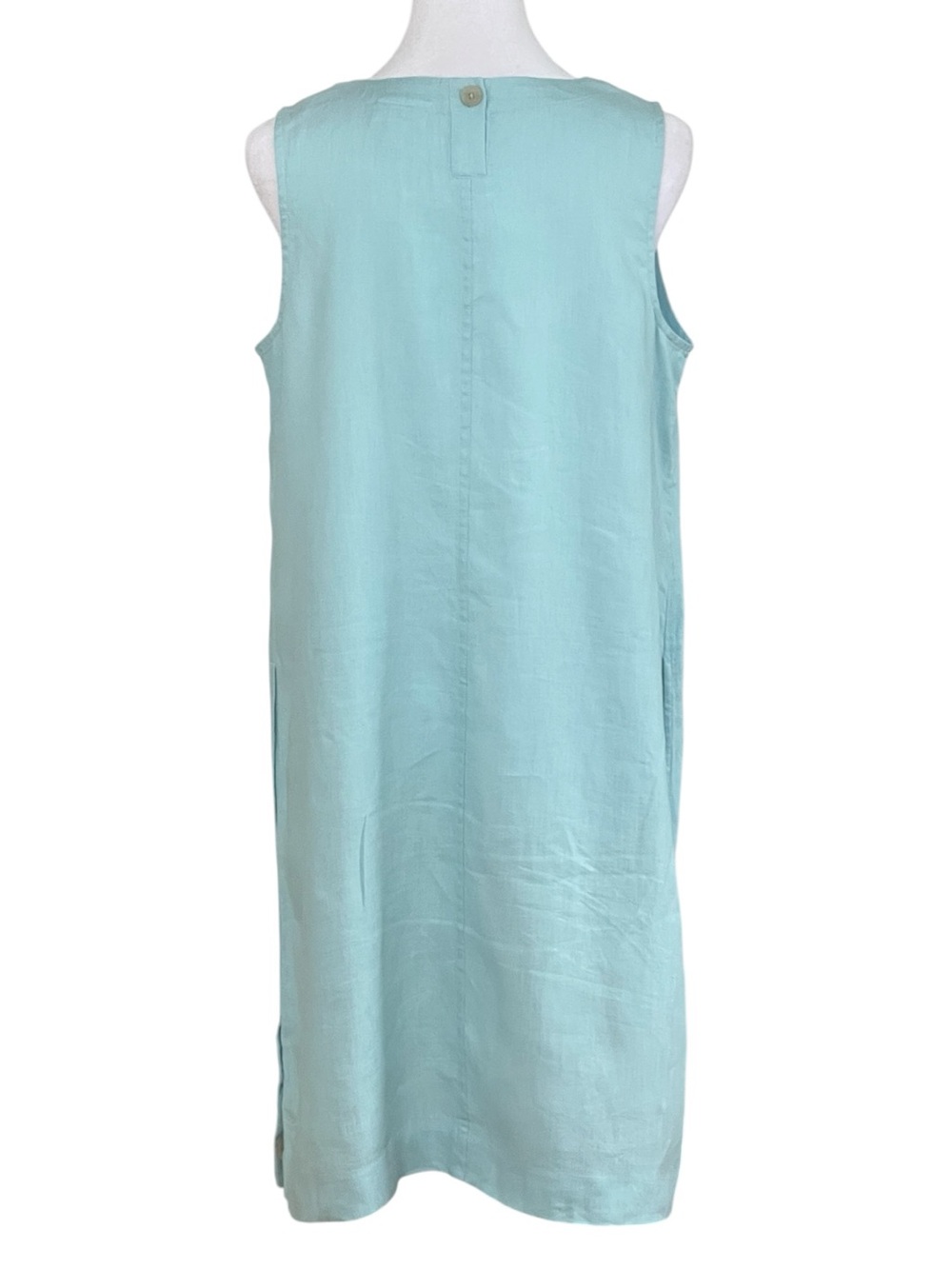 J. Jill Love 100% Linen Light Aqua/Mint Sleeveless Shift Dress Sz S Pockets - Picture 7 of 11